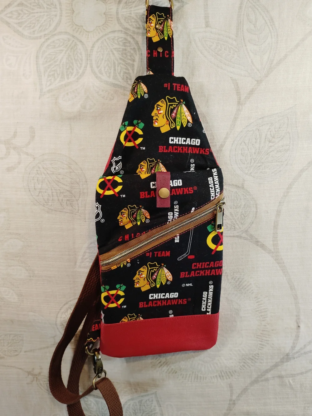 Chicago Blackhawks Black & Red Sling Backpack - Official NHL Design